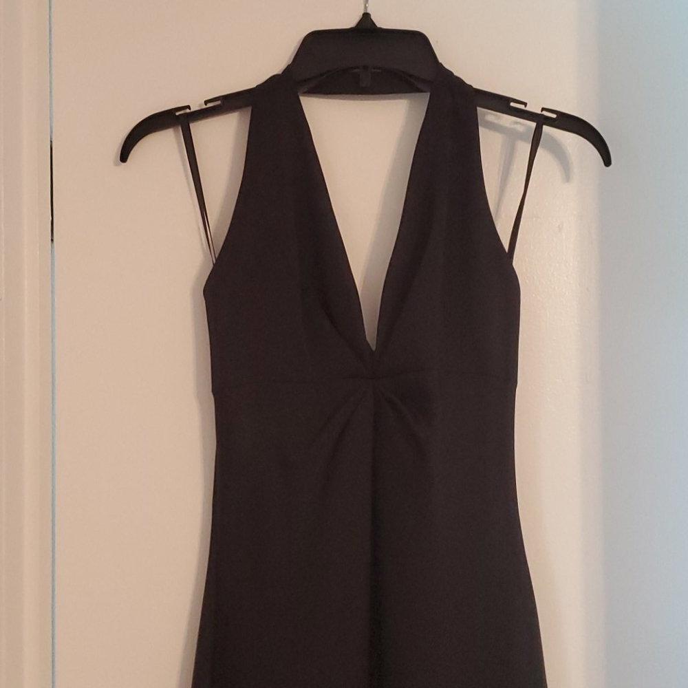 Long black halter dress